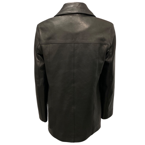KHAITE DARK BROWN BUTTON FRONT LAMBSKIN LEATHER JACKET - Picture 3 of 5